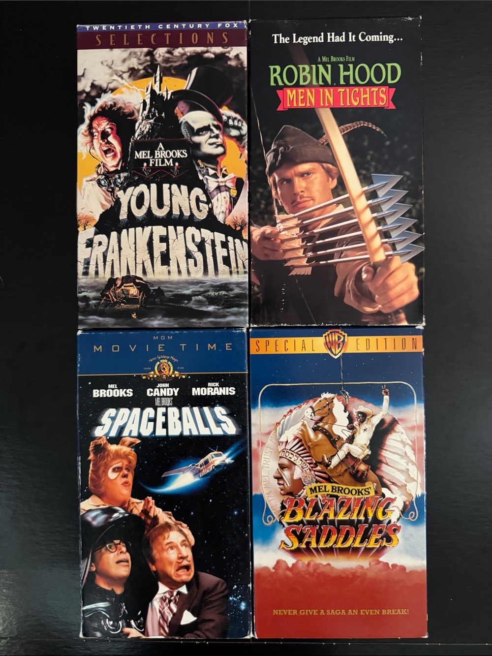 4 Mel Brooks Movies on VHS 📼- SPACEBALLS, YOUNG FRANKENSTEIN, BLAZING SADDLES +